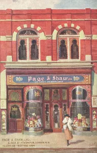 Print of an Edwardian shop front in The Strand, London