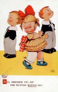 1954 Print: Wardrobe Malfunction of a Young Girl