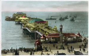 Prints of Date: circa 1910s Palace Prints: Vintage Hand-Colored Print of Palace Pier, Brighton