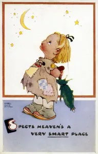 1950 Print: Young Ragamuffin Contemplates the Sky