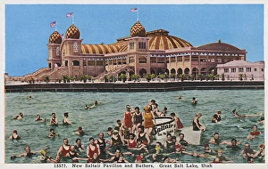 New Pavilion Saltair and bathers, Salt Lake City, USA New Pavilion Saltair and bathers, Salt Lake City, USA