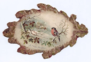 New Year card in the shape of an autumn leaf New Year card in the shape of an autumn leaf