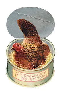 New Year card in the shape of a jar of potted meat New Year card in the shape of a jar of potted meat