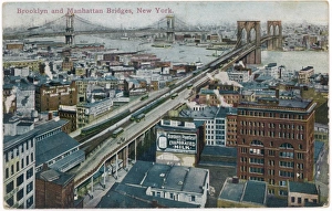 <b class=qtipBold><figcaption>New York Bridges</figcaption></b><br>Brooklyn and Manhattan bridges<br><em>© Mary Evans Picture Library</em> New York Bridges