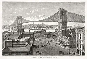 <b class=qtipBold><figcaption>New York/Brooklyn Bridge</figcaption></b><br>New York: Brooklyn Bridge, spanning the East River<br><em>© Mary Evans Picture Library 2015 - https://copyrighthub.org/s0/hub1/creation/maryevans/MaryEvansPictureID/10068521</em> New York/Brooklyn Bridge