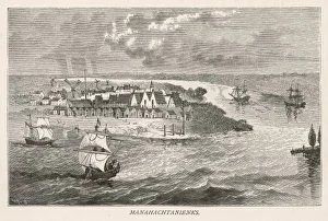 <b class=qtipBold><figcaption>New York/General C17</figcaption></b><br>New York: early settlement at Manahachtanienks, also known as New Amsterdam, later known as New York<br><em>© Mary Evans Picture Library</em> New York/General C17