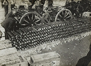 New Zealand troops loading ammunition limbers near Albert New Zealand troops loading ammunition limbers near Albert