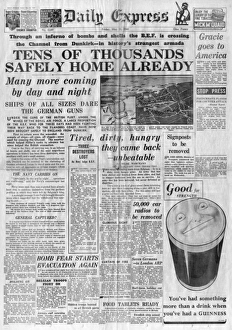 Newspaper front cover: evacuation of Dunkirk, 1940 Newspaper front cover: evacuation of Dunkirk, 1940