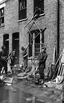 NFS personnel in salvage operation, WW2 NFS personnel in salvage operation, WW2