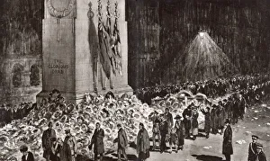 A night scene at the Cenotaph in the days following 11th November 1920 A night scene at the Cenotaph in the days following 11th November 1920