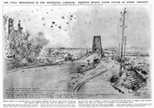 Nijmegen Bridge under attack by enemy aircraft, WW2 Nijmegen Bridge under attack by enemy aircraft, WW2
