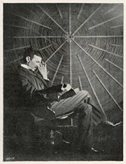 <b class=qtipBold><figcaption>Nikola Tesla</figcaption></b><br>Nikola Tesla (1856-1943), Croatian inventor in his American laboratory<br><em>© Mary Evans Picture Library 2015 - https://copyrighthub.org/s0/hub1/creation/maryevans/MaryEvansPictureID/10001930</em> Nikola Tesla
