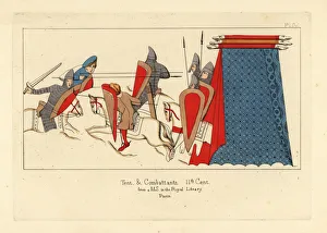 Norman cavalry in combat, with a military Norman cavalry in combat, with a military