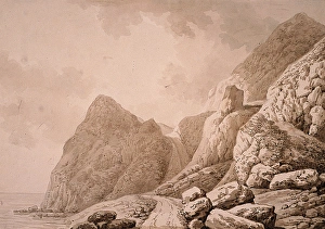 <b class=qtipBold><figcaption>North East View of Garron Point</figcaption></b><br>North East View of Garron Point (1794). Barralet, John James c1747 - 1815 or Pupil. Date: 1794<br><em>© National Museums NI / MARY EVANS</em> North East View of Garron Point