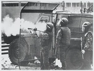 Northern Ireland - three British soldiers in riot equipment Northern Ireland - three British soldiers in riot equipment