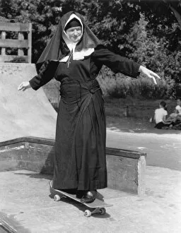 Exercise Collection: Nun on a skateboard