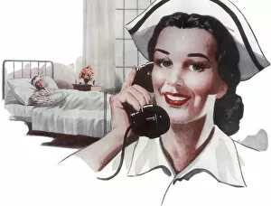 Communicating Gallery: Nurse on Telephone Date: 1948