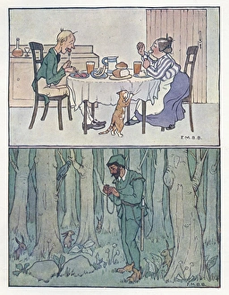 Nursery Rhymes -- Jack Sprat, man in forest Nursery Rhymes -- Jack Sprat, man in forest