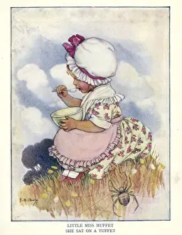 Framed Print of Little Miss Muffet Print, c. 1930. Framed Print
