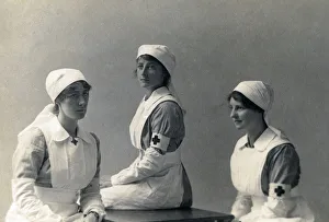 Three Nurses in uniform - WW1 era - North London. Date: circa 1917 Three Nurses in uniform - WW1 era - North London. Date: circa 1917