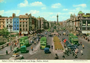 Traffic Gallery: O Connell St and Bridge showing Nelsons Pillar, Dublin