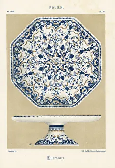 Octagonal surtout or centerpiece dish from Rouen Octagonal surtout or centerpiece dish from Rouen