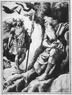 Norse Mythology Prints: Odin Seeks Wisdom Print: A Giant's Fountain of Knowledge