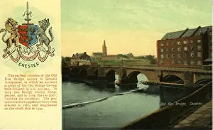 Prints of Old Dee Bridge, Chester, Cheshire, England. Date: 1910s Chester Prints: Old Dee Bridge Print, Chester, England 1910s