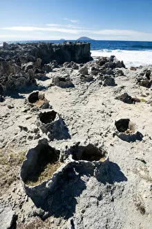 Old impact marks of volcanic bombs