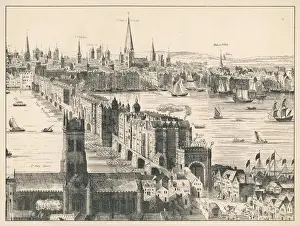 London Bridge Print 1616 Engraving