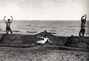 Oliver Messel, Mme Lelong and Serge Lifar at Venice Lido Oliver Messel, Mme Lelong and Serge Lifar at Venice Lido