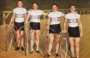 <b class=qtipBold><figcaption>Olympics/1932/Cycling</figcaption></b><br>Cycling: British team, placed 3rd: Holland, Southall, Harwell and Johnson<br><em>© Mary Evans Picture Library</em> Olympics/1932/Cycling