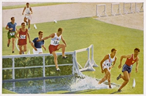 <b class=qtipBold><figcaption>Olympics/1932/Hurdles</figcaption></b><br>Men's 3000 metre hurdles: Evenson (Great Britain) wins the heat, but comes 2nd in the final<br><em>© Mary Evans Picture Library</em> Olympics/1932/Hurdles