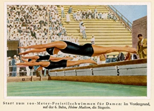 <b class=qtipBold><figcaption>Olympics/1932/Swimming</figcaption></b><br>The start of the women's 100 metre freestyle with Helene Madison in the foreground<br><em>© Mary Evans Picture Library</em> Olympics/1932/Swimming