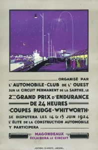 Prints of A poster for the 1924 24-hour maotor race at Le Mans, France, billed as the Gran Prix D Endurance. Held on the 14 and 15th June Motor Sport Prints: 1924 Le Mans Print