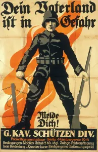 Prints of Dein Vaterland ist in Gefahr Poster - Your Fatherland is in danger, German military recruitment poster Germany Prints: Dein Vaterland ist in Gefahr Print