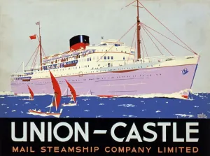 Cape Town Prints: Union-Castle Print: Liner and Dinghies at Sea
