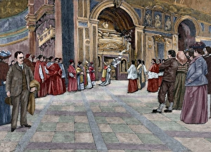 Opening of sepulchral monument of Pope Innocent III in the B Opening of sepulchral monument of Pope Innocent III in the B