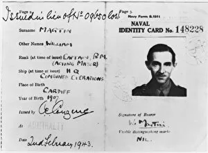 Major Collection: Operation Mincemeat - naval ID card of Major Martin