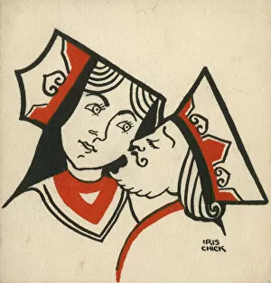Mare Gallery: Original Artwork - Card King kisses Card Queen
