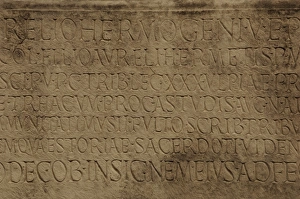 Ostia Antica. House of Triclini. Inscription Ostia Antica. House of Triclini. Inscription