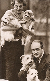 Owen Nares, actor, with Yorkshire terriers Owen Nares, actor, with Yorkshire terriers