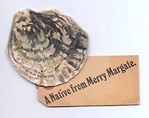 Oyster from Margate on a shell-shaped greetings card Oyster from Margate on a shell-shaped greetings card