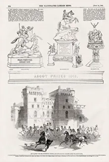 Majesty Gallery: Page from the Illustrated London News, 14th June 1845, featuring Ascot prizes the Royal