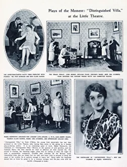 Written Gallery: Page from The Sketch featuring photographs of scenes from the play, Distinguished Villa