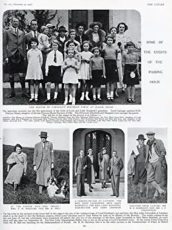 Page from The Tatler featuring a photograph of a group at the 8th birthday part of Page from The Tatler featuring a photograph of a group at the 8th birthday part of