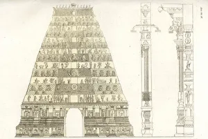 Pagoda of Chidambaram, Hindu temple with gopuram tower Pagoda of Chidambaram, Hindu temple with gopuram tower