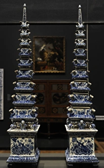 Pair of Flower Pyramids, c. 1710-1720, by Lambertus van Eenh Pair of Flower Pyramids, c. 1710-1720, by Lambertus van Eenh