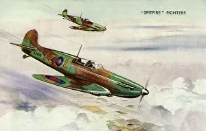 Battle of Britain Collection: A pair of RAF Supermarine Spitfire Fighters