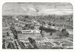 Panoramic view of Paris with Louvre, 1855 Panoramic view of Paris with Louvre, 1855